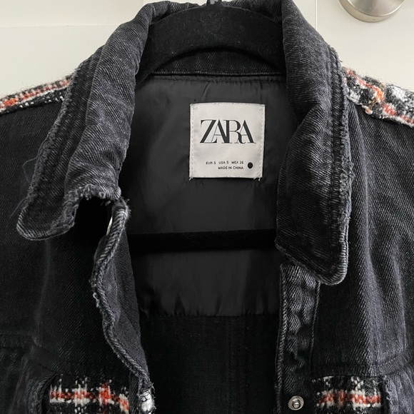 Zara Denim Jacket with Plaid - Picture 3 of 6
